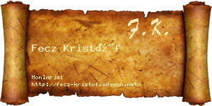 Fecz Kristóf névjegykártya